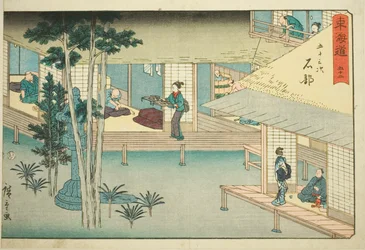 Ishibe—No. 52, de la sèrie "Cinquanta-tres estacions del Tokaido (Tokaido gojusan tsugi)", també coneguda com el Reiho Tokaidofinnish