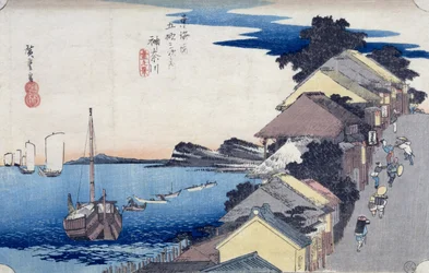 Kanagawa: Näkymä harjanteelle, sarjasta "53 asemaa Tokaidolla", 1834-35 (värillinen puupiirros).