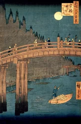 Kioton silta kuunvalossa, sarjasta "100 näkymää Edon kuuluisista paikoista", julkaistu 1855