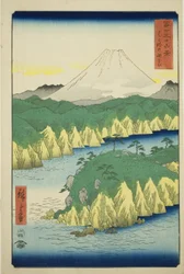 Järvi Hakoneessa (Hakone no kosui), sarjasta "Kolmekymmentäkuusi näkymää Fuji-vuorelle (Fuji sanjurokkei)"