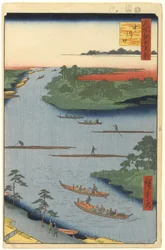 Nakagawa River Mouth, nro 70 kohteesta Sata Famous Views of Edo, 1857 (puukiviprintti)