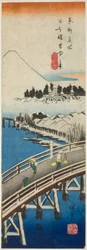 Nihon-silta nähty lumessa (Nihonbashi setchu no kei), sarjasta "Famous Views in the Eastern Capital (Toto meisho)"