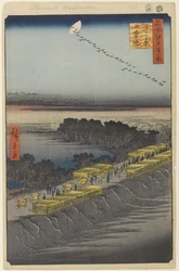 Nihon Embankment, Yoshiwara, nro 100 julkaisusta One Hundred Famous Views of Edo, 1857 (puukiviprintti)