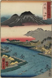 Otoko-yama-vuori nähtynä Hirakatasta, Kawachin provinssista, heinäkuu 1853