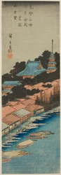 Sade Azuma-sillalla Kinryuzan-temppelin alapuolella Asakusassa (Asakusa Kinryuzan shita Azuma Bashi uchu bo), sarjasta "Itäisen pääkaupungin kuuluisat näkymät (Toto meisho)"
