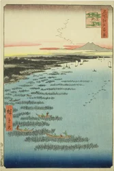 Samezun ydinjäsenet Shinagawa (eteläinen Shinagawan Samezun rannikko), sarjasta "Ridge dre d fa netin näkymä Edoon (Edon sata kuuluisaa nähtävyyttä)"