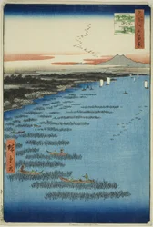 Samezun ydinjäsen th Shinagawa (eteläinen Shinagawan Samezun rannikko), sarjasta "Ridge dre d fa netin näkymät Edoon (Edon sata kuuluisaa nähtävyyttä)"