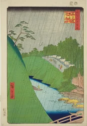 Seido ja Kanda-joki Shohei-sillalta (Shoheibashi Seido Kandagawa), nro 47 sarjasta "Sata kuuluisaa näkymää Edosta (Meisho Edo hyakkei)".