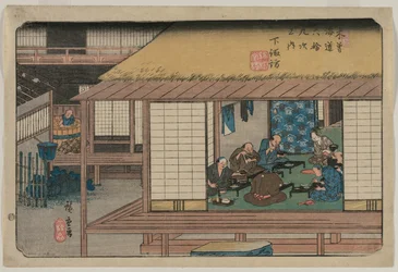 Shimosuwa, sarjasta Sixty Nine Stations of the Kisokaido, 1835-38.