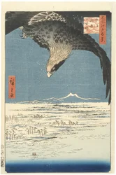 Susaki ja Jmantsubon tasango lähellä Fukagawaa sarjasta Sata kuuluisaa näköalaa Edosta, 1857 (värillinen puupalikkapainatus)