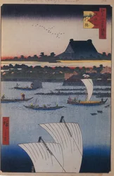 Teppozu ja Tsukiji Monzeki -temppeli Sata kuuluisaa näkymää Edosta, 1856-1858