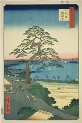 Te ar myös r - Hanging Pine at Hakkei Zaka (Hakkei Zaka Yoroi Kakematsu), TV-sarjasta "Yksi rahoitettu isä on ed:n (meisho edo hyakkei)"