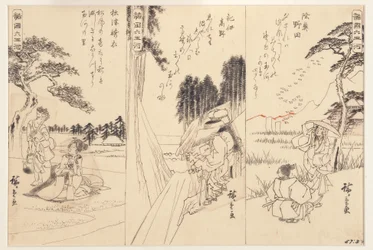 Noda Jewel -joki Mutsussa; Koya Jewel -joki Kiissä; Toi Jewel River, 1838-43 (muste paperille)