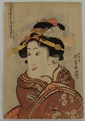 Näyttelijä Iwai Hanshiro V Yaoya Oshicin roolissa sarjassa "Famous Hit Performances", n. 1815