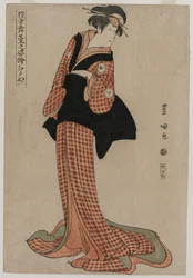Iwai Kiyotaro Edoya Okaruna sarjasta Pictures of Actors Onstage, 1794.