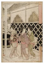 Uudenvuoden pyhiinvaellus Myohojiin Horinouchissa, Edossa, n. 1804-1810 (puupalikka paperilla)