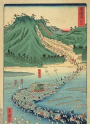Kanaya, sarjasta Tokaido Highway, 1863 (värillinen puupainatus)