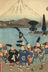 Daimyon seurue ennen Fuji-vuorta