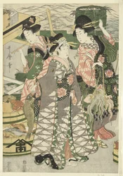 Näkymä kalamarkkinoille Shiban rannalla [Shiba] no ura uoichi no zu
