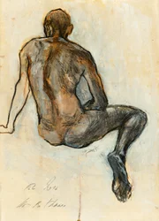 Istuvan mieshahmon luonnos