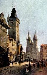 Starometsky-aukio ja kaupungintalo Prahassa, n. 1900 (tulostus)