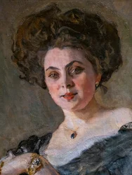 Evdokia Sergeevna Morozovan muotokuva (yksityiskohta)