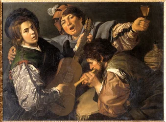 Kolme musiikkia tekevää miestä, n. 1616 (öljy kankaalle)