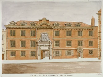 Etunäkymä Blackwell Hallista, Lontoon kaupungista, 1806