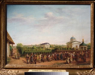 Noce dans le village de Kukavka (Ukraina) (Häät Kukavkan kylässä) - Vasili Andrejevitš Tropininin (Vassili Tropinin) maalaus (1776-1857), öljy kankaalle, noin 1810, venäläistä taidetta