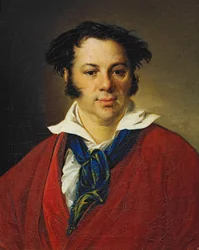 Konstantin Ravichin muotokuva (K. Ravichin muotokuva). Vasili Andrejevitš Tropinin (Vassili Tropinin) maalaus (1776-1857), öljy kankaalle