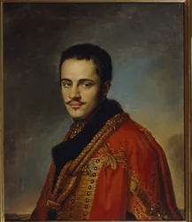 Nikolai Niolajevitš Raevski nuoremman (1801-1843) muotokuva. (N.N. Raevsky Nuoremman muotokuva). Vasili Andrejevitš Tropinin (Vassili Tropinin) maalaus (1776-1857), öljy kankaalle