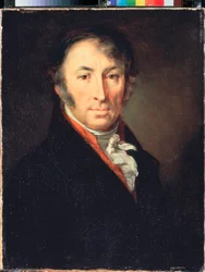 Muotokuva kirjailijasta ja historioitsijasta N M Karamzin (Muotokuva kirjailijasta ja historioitsijasta N M Karamzinista) - Vasili Andrejevitš Tropininin (Vassili Tropinin) maalaus (1776-1857), öljy kankaalle