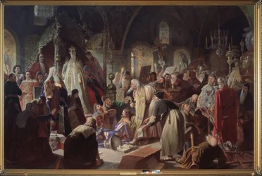 Vanhauskoinen (vanhauskoinen) paavi Nikita Poustosviat (tai Nikita Dimitriovich Dobrynine, kuoli vuonna 1683) keskusteli Moskovan patriarkan Joachimin (1620-1690) kanssa uskokysymyksestä valtionhoitaja Sofia Alekseijevna Romanovan ( 1657-1704