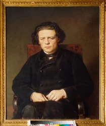 Anton Rubinsteinin (1829-1894) muotokuva. Vasili (Vasili) Grigorjevitš Perovin (1834-1882) maalaus, öljy kankaalle