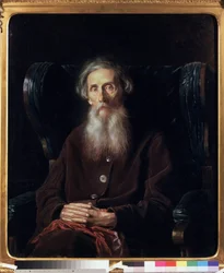 Muotokuva kirjailijasta ja sanakirjasta Vladimir Dahlista (1801-1872). Vasili (Vasili) Grigorjevitš Perovin (1834-1882) maalaus öljy kankaalle