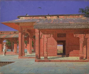 Haaremin piha Fatehpur Sikrin keisarillisessa palatsissa, 1874-1876