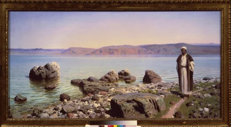 Jeesus Galileanmeren edessä (Genesaretin järvi) - Jeesus Galileanmerellä - Vasili Dmitrievich Polenovin (1844-1927) maalaus, öljy kankaalle