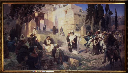 Le Christ et la femme adultere - Kristus ja aviorikoksesta vangittu nainen - Vasili Dmitrievich Polenovin (1844-1927) maalaus, öljy kankaalle