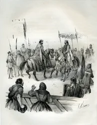 Haastattelu vuonna 1023 Henri 2:n (tunnetaan nimellä rampa ja pyhimys, 973-1024), Saksan keisarin (Bavièren herttua ja Germania-kuningas) ja Robert 2 Pieuxin (970-1031), Ranskan kuninkaan vuodesta 996 kuolemaansa asti, välillä. Robert oli Hugues Capet