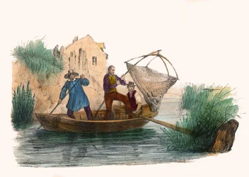La Peche. teoksessa “” Album Grotesque, Choices of Outstanding Types”, kuvitus: Victor Adam, Pariisi, noin 1850.