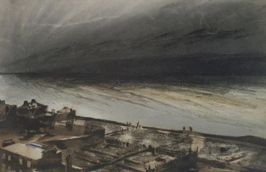 Marine-Terrace, Jersey, 1855 (hiili, lyijykynä ja guassia paperille)