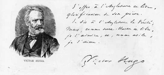 Victor Hugon Shakespeare-kirjansa omistus Englannille, noin 1864