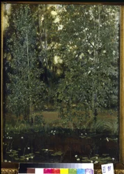 Lampi Akhtyrkassa (tai Okhtyrkassa, Ukrainassa). Maalaus Viktor Mikhaylovich Vasnetsov (1848-1926), öljy kankaalle