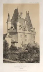 Kuvankaunis arkkitehtuuri tai 1400-luvun monumentit. Ja XVI. Vuosisatoja: Ranskan linnat XV ja XVI vuosisadalla: Pl. 51, Château De Jumillac (Dordogne)