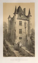 Kuvankaunis arkkitehtuuri tai 1400-luvun monumentit. Ja XVI. Vuosisatoja: Ranskan linnat XV ja XVI vuosisadalla: Pl. 60, Linnoitettu talo Uzerchesissa (Corrère)