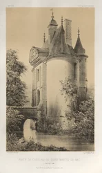 Kuvankaunis arkkitehtuuri tai 1400-luvun monumentit. Ja XVI. Vuosisatoja: Ranskan linnat XV ja XVI vuosisadalla: Pl. 83, Saint-Martin-Du-Becin linnan portti (Seine Infèrieure)