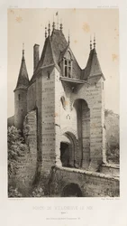 Viehättävää arkkitehtuuria tai 1400-luvun monumentteja. Ja XVI. Vuosisatoja: Ranskan linnat XV ja XVI vuosisadalla: Pl. 95, Porte de Villeneuve-Le-Roi (Yonne)