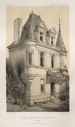 Kuvankaunis arkkitehtuuri tai 1400-luvun monumentit. Ja XVI. Vuosisatoja: Chateaux De France XV ja XVI vuosisadalla: Pl. 9, Old Chateau of Villeneuve (Yonne)