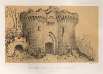 Viehättävää arkkitehtuuria tai 1400-luvun monumentteja. Ja XVI. Vuosisadat: Ranskan linnat XV ja XVI vuosisadalla: Pl.6, Chateau De Malmortin vanha portti (Correze)