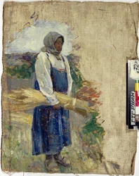 Viikatemies (une moissonneuse) - Peinture de Viktor Elpidiforovich Borisov Musatov (Borissov Moussatov) (1870-1905), Öljy kankaalle 1896 - Valtion Tretjakovin galleria, Moskova 49,5x39,5